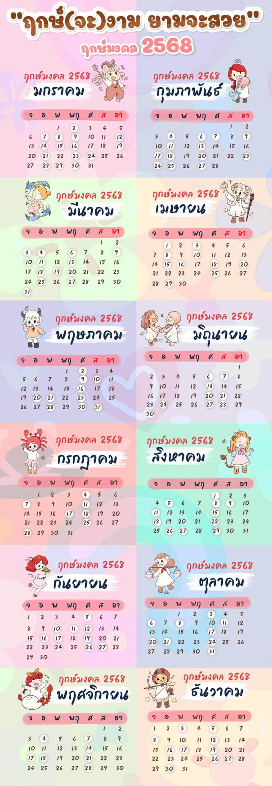 รวมฤกษ์ทำศัลยกรรม ผ่าตัด ปี 2568 ครบทุกเดือน