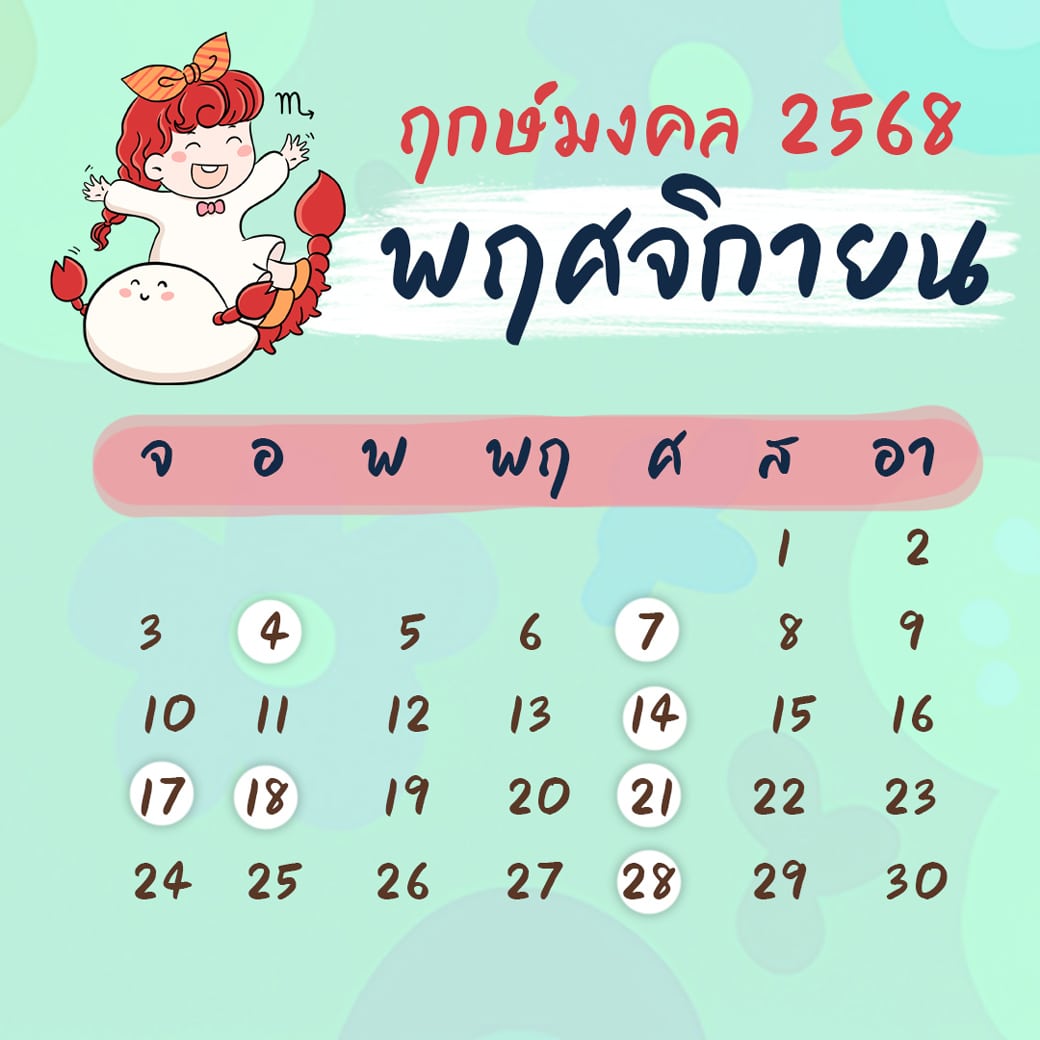 ฤกษ์ศัลยกรรม พฤศจิกายน ปี2568