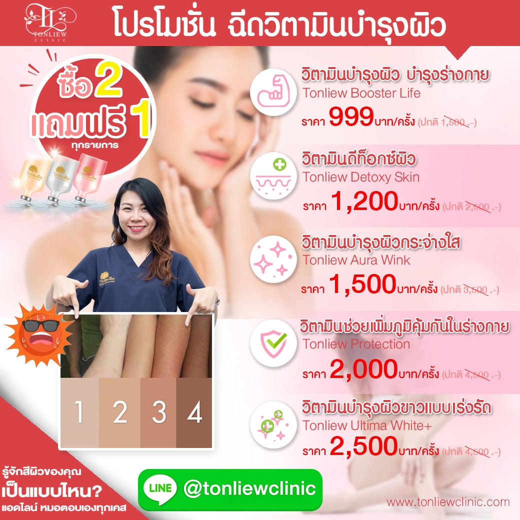 โปรโมชั่นฉีดวิตามิน IV DRIP บำรุงผิว ราคาถูก VITAMIN INJECTION